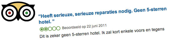 Slechte tripadvisor review hotelsterren