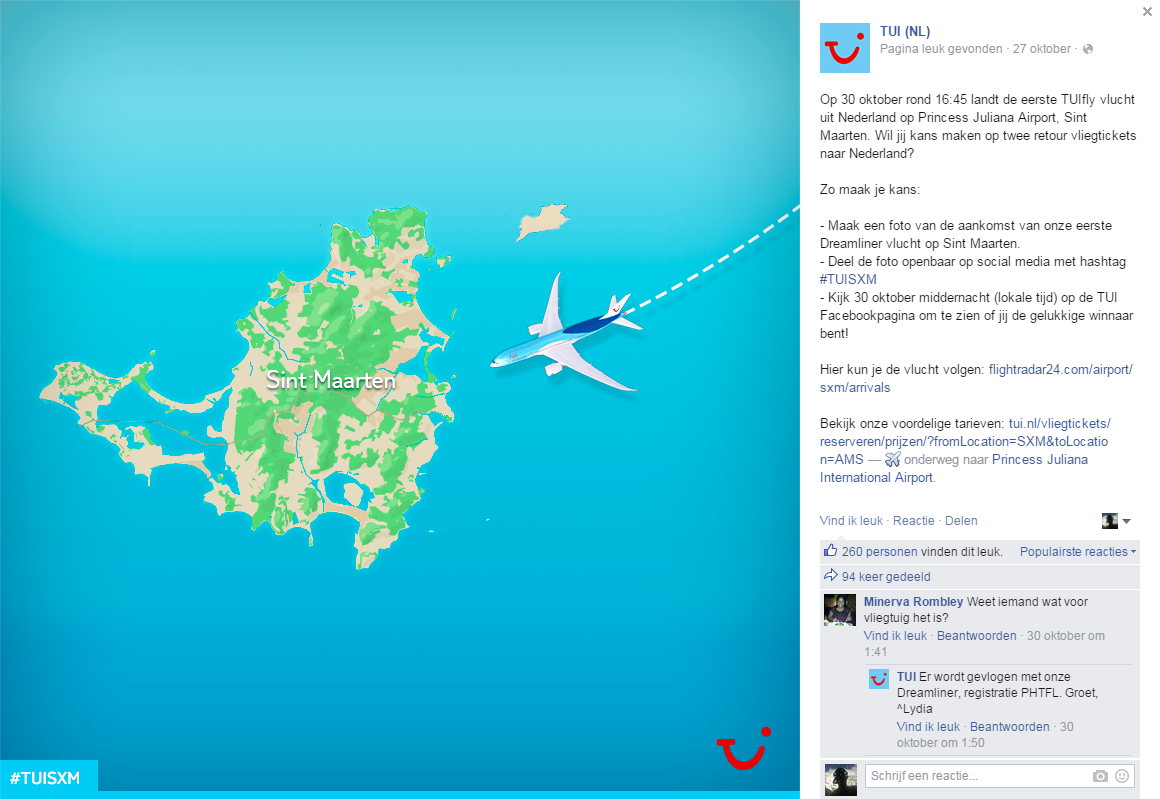Promotie eerste TUI Dreamliner vlucht richting eilanders