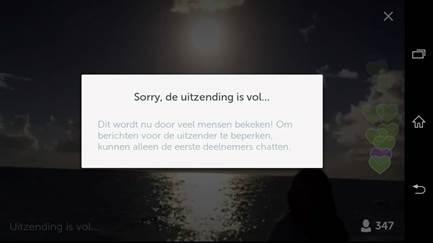 Periscope uitzending is vol