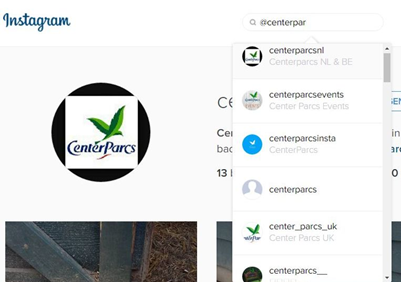 Instagram onderzoek reiswereld - Centerparcs