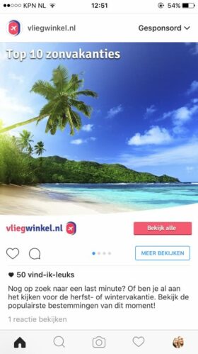 Vliegwinkel.nl- Instagram advertising