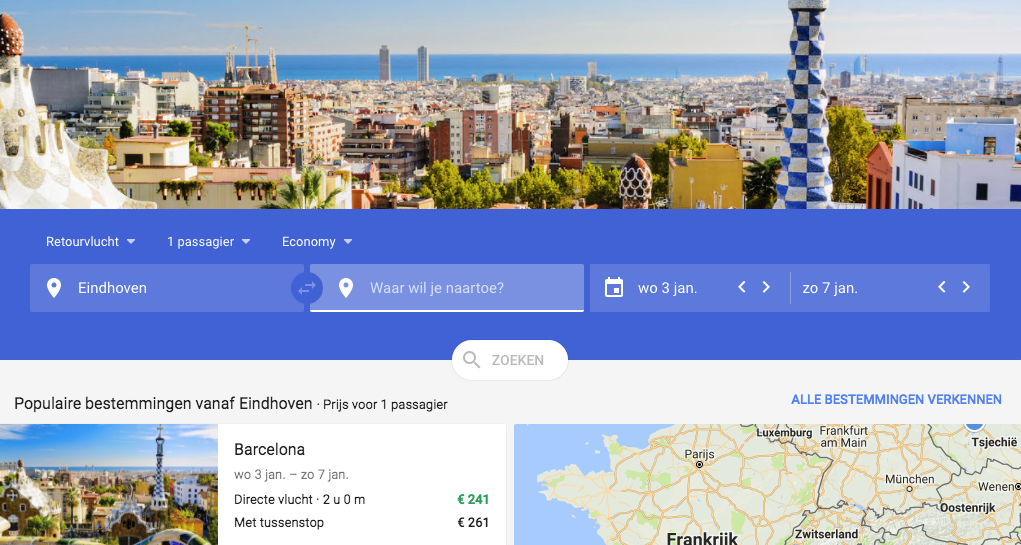 Google: geen stress meer om beste prijs via tips van Flights, Trips en hotel